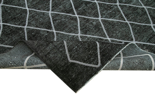 Geometric Carpet Black Geometric Cotton Wool Handmade Area Rug 10'2'' x 13'4''