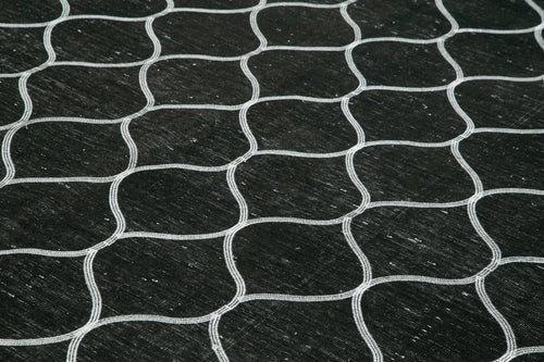 Geometric Carpet Black Geometric Cotton Wool Handmade Area Rug 9'7'' x 12'8''