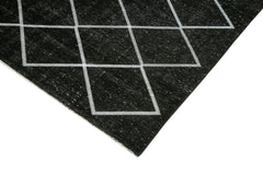 Geometric Carpet Black Geometric Cotton Wool Handmade Area Rug 8'5'' x 12'8''