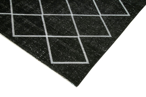 Geometric Carpet Black Geometric Cotton Wool Handmade Area Rug 8'5'' x 12'8''
