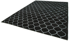 Geometric Carpet Black Geometric Cotton Wool Handmade Area Rug 9'11'' x 13'1''