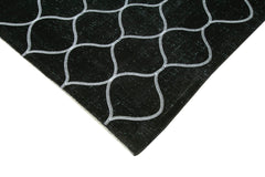 Geometric Carpet Black Geometric Cotton Wool Handmade Area Rug 9'11'' x 13'1''