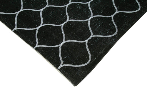 Geometric Carpet Black Geometric Cotton Wool Handmade Area Rug 9'11'' x 13'1''