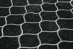 Geometric Carpet Black Geometric Cotton Wool Handmade Area Rug 9'11'' x 13'1''