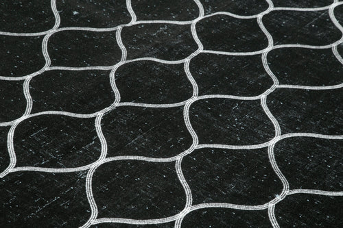 Geometric Carpet Black Geometric Cotton Wool Handmade Area Rug 9'11'' x 13'1''