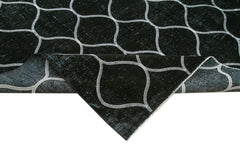 Geometric Carpet Black Geometric Cotton Wool Handmade Area Rug 9'11'' x 13'1''