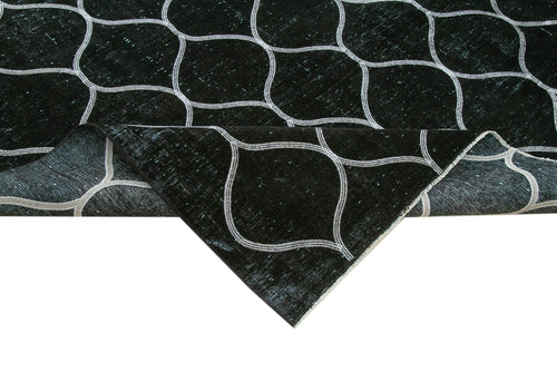 Geometric Carpet Black Geometric Cotton Wool Handmade Area Rug 9'11'' x 13'1''