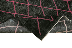 Geometric Carpet Black Geometric Cotton Wool Handmade Area Rug 9'7'' x 12'10''