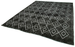 Geometric Carpet Black Geometric Cotton Wool Handmade Area Rug 7'10'' x 9'10''