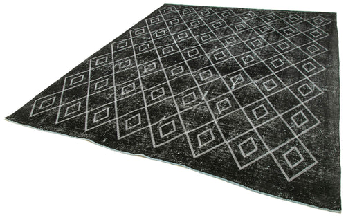 Geometric Carpet Black Geometric Cotton Wool Handmade Area Rug 7'10'' x 9'10''