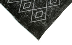 Geometric Carpet Black Geometric Cotton Wool Handmade Area Rug 7'10'' x 9'10''