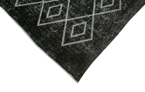 Geometric Carpet Black Geometric Cotton Wool Handmade Area Rug 7'10'' x 9'10''