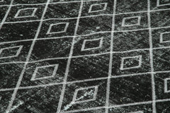 Geometric Carpet Black Geometric Cotton Wool Handmade Area Rug 7'10'' x 9'10''