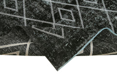 Geometric Carpet Black Geometric Cotton Wool Handmade Area Rug 7'10'' x 9'10''