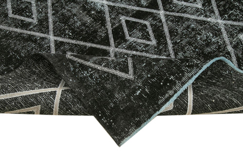 Geometric Carpet Black Geometric Cotton Wool Handmade Area Rug 7'10'' x 9'10''