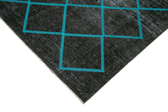 Geometric Carpet Black Geometric Cotton Wool Handmade Area Rug 9'9'' x 13'7''