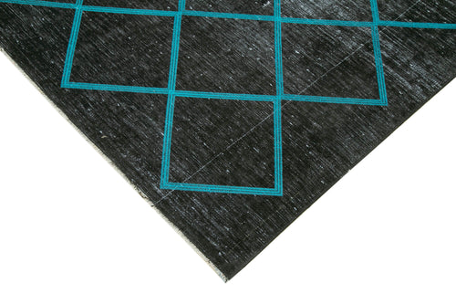 Geometric Carpet Black Geometric Cotton Wool Handmade Area Rug 9'9'' x 13'7''