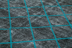 Geometric Carpet Black Geometric Cotton Wool Handmade Area Rug 9'9'' x 13'7''