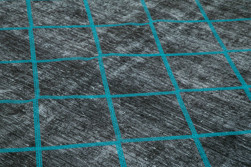 Geometric Carpet Black Geometric Cotton Wool Handmade Area Rug 9'9'' x 13'7''