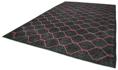 Geometric Carpet Black Geometric Cotton Wool Handmade Area Rug 9'10'' x 15'2''