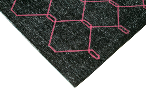 Geometric Carpet Black Geometric Cotton Wool Handmade Area Rug 9'10'' x 15'2''
