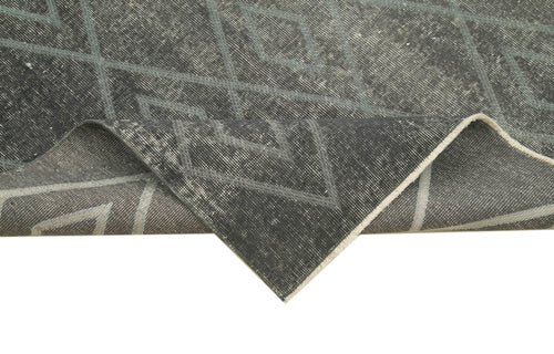 Geometric Carpet Grey Geometric Cotton Wool Handmade Area Rug 3'6'' x 10'9''