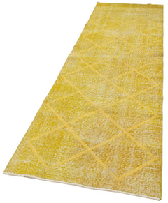 Geometric Carpet Yellow Geometric Cotton Wool Handmade Area Rug 2'9'' x 9'7''
