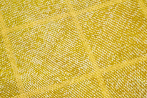 Geometric Carpet Yellow Geometric Cotton Wool Handmade Area Rug 2'9'' x 9'7''