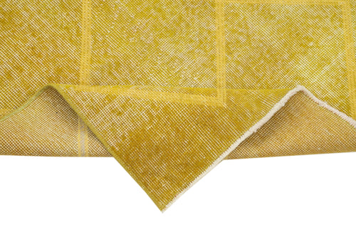 Geometric Carpet Yellow Geometric Cotton Wool Handmade Area Rug 2'9'' x 9'7''