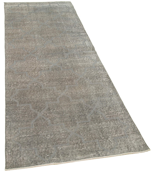 Handmade Area Rug - Grey Geometric Wool Cotton Carpet 2'9''x7'11'' Durable Soft Floor Covering