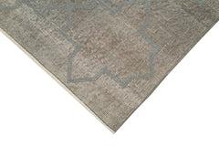 Handmade Area Rug - Grey Geometric Wool Cotton Carpet 2'9''x7'11'' Durable Soft Floor Covering