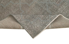 Handmade Area Rug - Grey Geometric Wool Cotton Carpet 2'9''x7'11'' Durable Soft Floor Covering