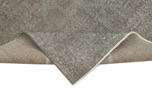 Handmade Area Rug - Grey Geometric Wool Cotton Carpet 2'9''x7'11'' Durable Soft Floor Covering