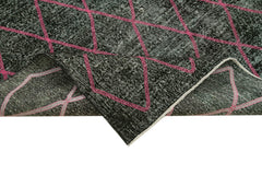 Geometric Carpet Black Geometric Cotton Wool Handmade Area Rug 4'9'' x 12'7''