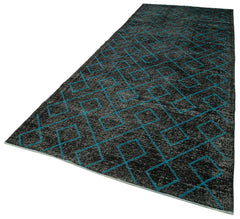 Geometric Carpet Black Geometric Cotton Wool Handmade Area Rug 4'10'' x 13'1''