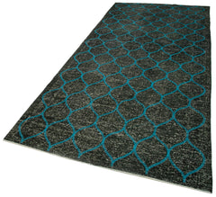 Geometric Carpet Black Geometric Cotton Wool Handmade Area Rug 4'10'' x 11'11''