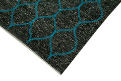 Geometric Carpet Black Geometric Cotton Wool Handmade Area Rug 4'10'' x 11'11''