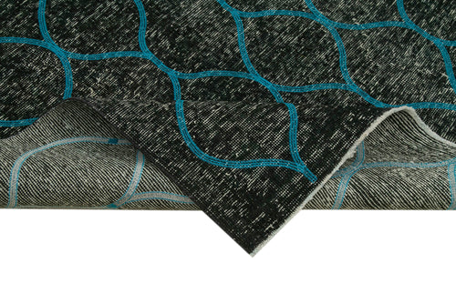 Geometric Carpet Black Geometric Cotton Wool Handmade Area Rug 4'10'' x 11'11''