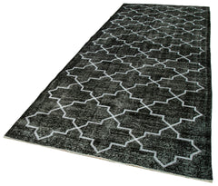 Geometric Carpet Black Geometric Cotton Wool Handmade Area Rug 4'8'' x 12'2''