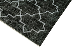 Geometric Carpet Black Geometric Cotton Wool Handmade Area Rug 4'8'' x 12'2''