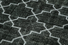 Geometric Carpet Black Geometric Cotton Wool Handmade Area Rug 4'8'' x 12'2''
