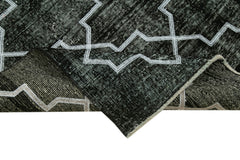 Geometric Carpet Black Geometric Cotton Wool Handmade Area Rug 4'8'' x 12'2''