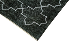 Geometric Carpet Black Geometric Cotton Wool Handmade Area Rug 4'9'' x 12'4''