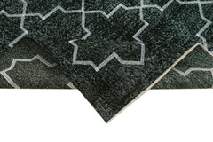 Geometric Carpet Black Geometric Cotton Wool Handmade Area Rug 4'9'' x 12'4''