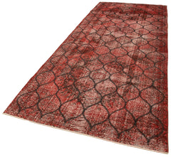 Geometric Carpet Red Geometric Cotton Wool Handmade Area Rug 4'8'' x 12'8''