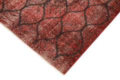 Geometric Carpet Red Geometric Cotton Wool Handmade Area Rug 4'8'' x 12'8''