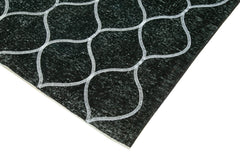 Geometric Carpet Black Geometric Cotton Wool Handmade Area Rug 4'9'' x 13'0''