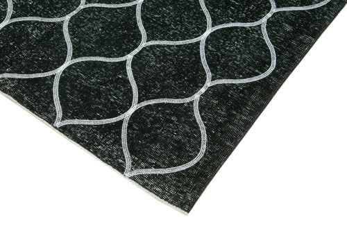Geometric Carpet Black Geometric Cotton Wool Handmade Area Rug 4'9'' x 13'0''
