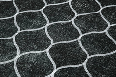 Geometric Carpet Black Geometric Cotton Wool Handmade Area Rug 4'9'' x 13'0''