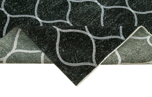 Geometric Carpet Black Geometric Cotton Wool Handmade Area Rug 4'9'' x 13'0''